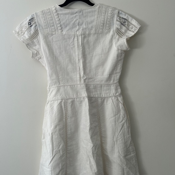The Kooples White Short embroidered cotton V-neck dres - Picture 2 of 3